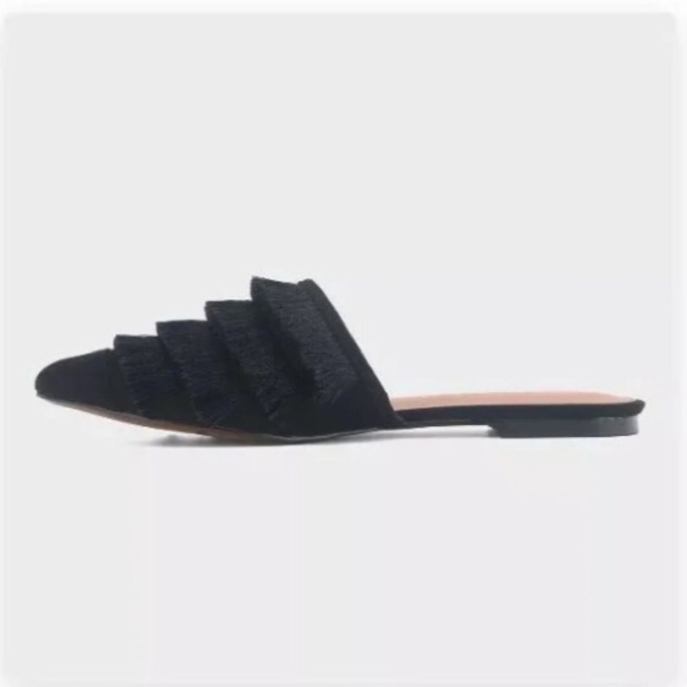 Who What black fringe tassel pointed flats shoes - Picture 3 of 5